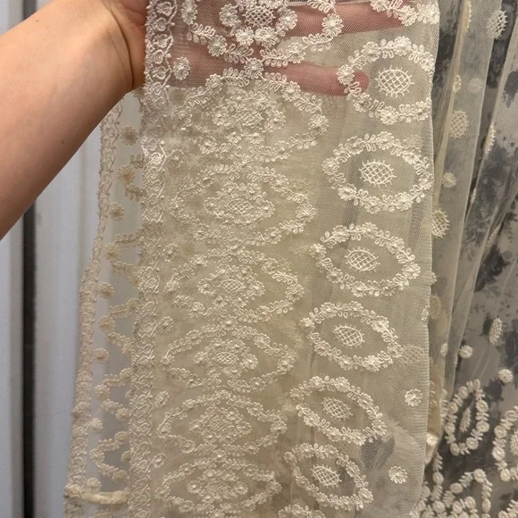 LoveShackFancy Floral Lace Gown with Blue Accents Slip - Picture 3 of 5